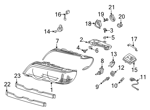 2000 BMW X5 Bulbs Gasket, Headlight And Hood Left Diagram for 63128386711