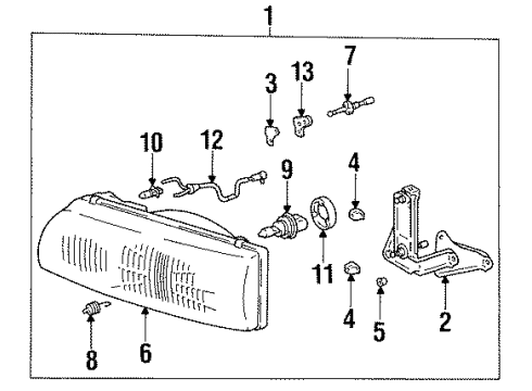 1993 Toyota Previa Bulbs Headlamp Assembly Bracket Diagram for 81118-95D01