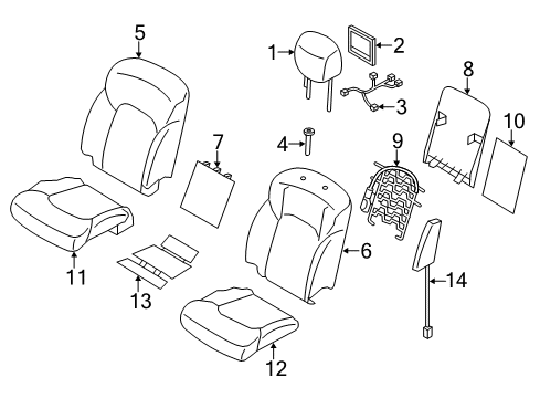 2020 Nissan Armada Driver Seat Components Board Assy-Front Seat Back Diagram for 87690-1LB1B