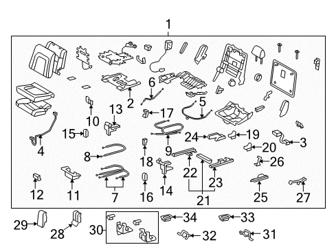 Diagram for 2008 Toyota Land Cruiser Rear Seat Components 