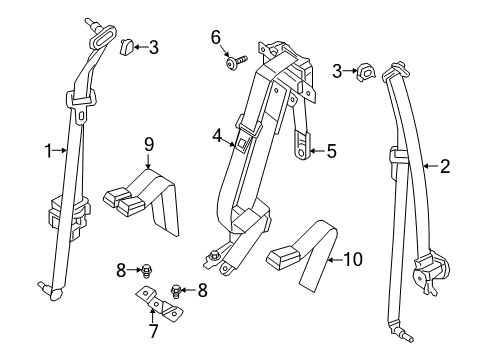 2017 Nissan Titan Seat Belt Rear Seat Buckle Belt Assembly Right Diagram for 88842-EZ28A