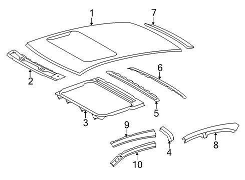 2016 Lexus ES300h Roof & Components Rail Sub-Assembly, Roof Diagram for 61204-06200