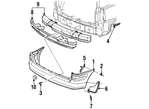 2001 Oldsmobile Silhouette Rear Bumper Shield-Rear Bumper Fascia Splash Diagram for 10306185