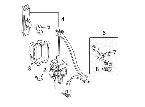2006 Honda Pilot Seat Belt Screw, Et (6X16) Diagram for 90101-S84-A00