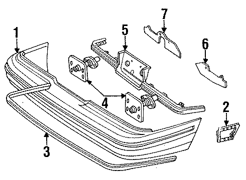 1988 Mercury Topaz Rear Bumper Stone Deflector Diagram for E83Z17808A