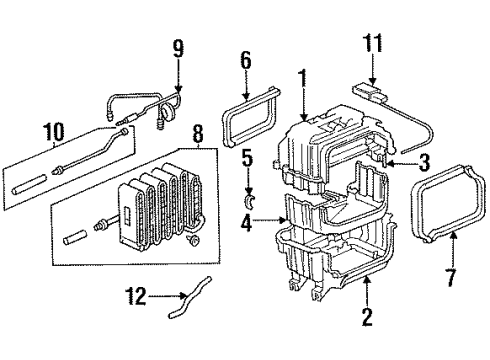 1995 Honda Accord Switches & Sensors Case, Evaporator (Upper) Diagram for 80201-SV4-A01