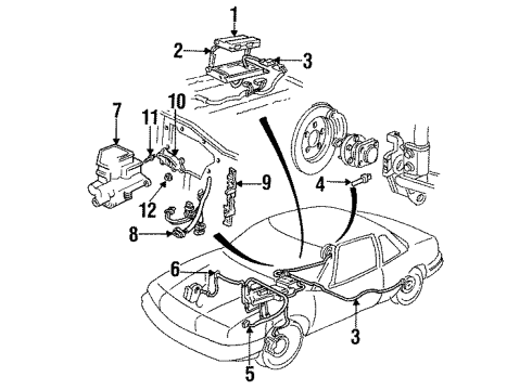 1991 Oldsmobile Cutlass Supreme Apron Components ECM Diagram for 88999175