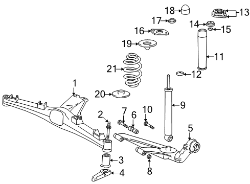 2000 BMW Z3 Rear Suspension Components, Stabilizer Bar Rear Shock Absorber Diagram for 33522228358