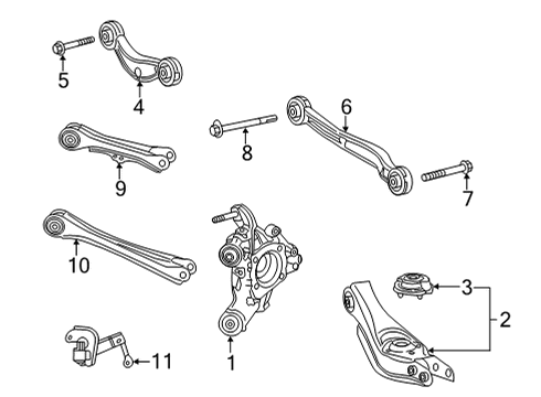 2021 Acura TLX Rear Suspension, Lower Control Arm, Upper Control Arm, Ride Control, Stabilizer Bar, Suspension Components Sensor Assembly, Left Rear Diagram for 52825-TGV-A01