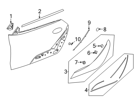 2022 Toyota GR Supra Exterior Trim - Door Lower Molding Diagram for 75732-WAA01