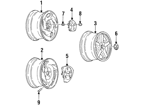 1994 Pontiac Firebird Wheels Hub Cap ASSEMBLY *Silver Spark Diagram for 10132654