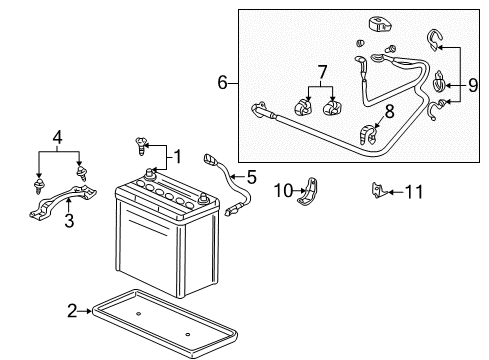 2004 Honda Insight Battery Box Assembly, Battery Diagram for 31521-SR3-000