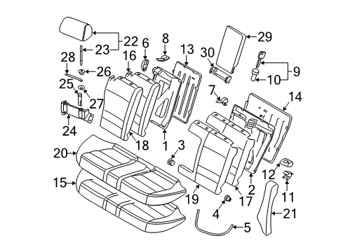 2002 BMW 525i Rear Seat Components Repair.Kit For Lock Cylinder Diagram for 51169061388