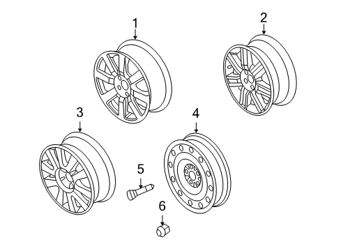 2008 Ford Taurus X Wheels Wheel, Alloy Diagram for 8F9Z-1007-A