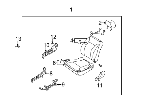 2004 Kia Spectra Front Seat Components Cushion-Front Seat, RH Diagram for 3K2N288110A752