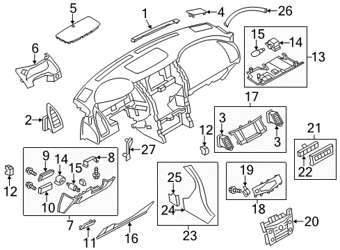 2014 Infiniti QX80 Cluster & Switches, Instrument Panel FINISHER-Instrument Center, RH Diagram for 68420-1LA0A