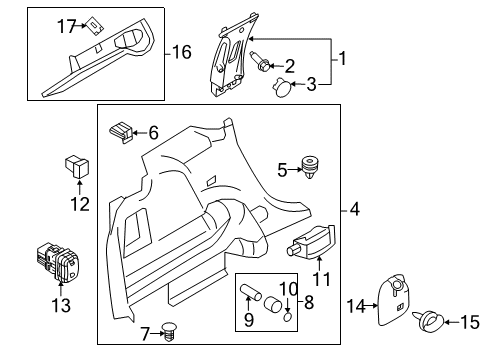 2013 Lincoln MKX Interior Trim - Quarter Panels Quarter Trim Panel Diagram for BA1Z-7831013-BB