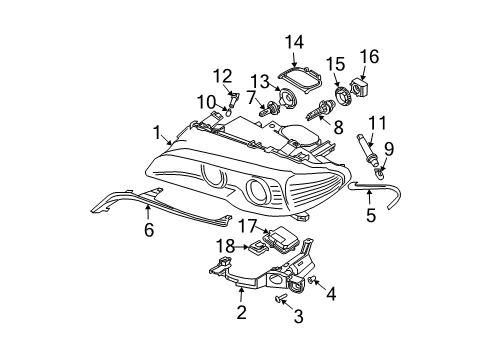 2005 BMW 325Ci Bulbs Left Headlight Diagram for 63126935725