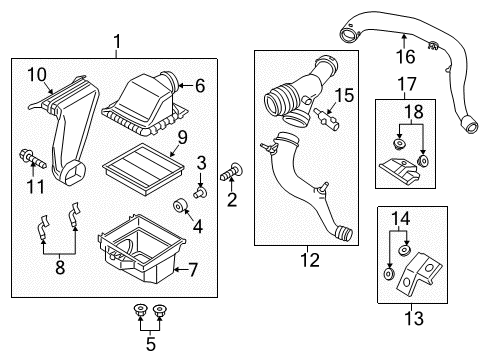 2019 Ford F-150 Air Intake Intake Tube Upper Bracket Diagram for FL3Z-9647-A