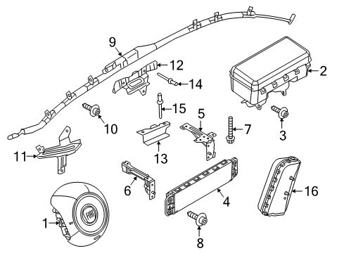 2016 Fiat 500X Air Bag Components Sensor-Impact Diagram for 68201971AA