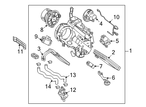 2009 Toyota Sequoia Auxiliary Heater & A/C Evaporator Assembly Diagram for 87030-0C031