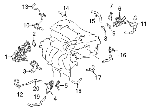 2022 Toyota Camry Powertrain Control Inlet Sub-Assembly, WATE Diagram for 16031-25040