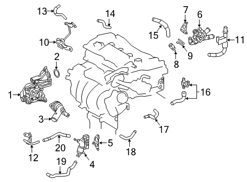 2022 Toyota Camry Powertrain Control Thermostat Unit Diagram for 16031-25040