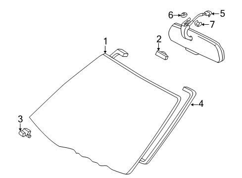 2004 Lexus SC430 Windshield Glass Spring, Inner Rear View Mirror Setting Diagram for 87825-24020