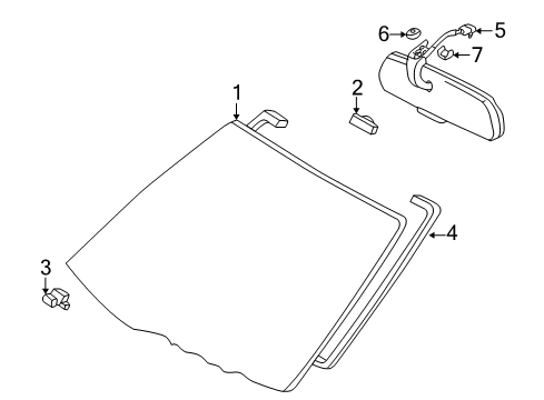 2004 Lexus SC430 Windshield Glass Back Glass Spacer Diagram for 56116-35050