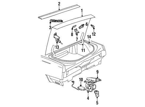 1997 Oldsmobile 88 Trunk Retainer-Rear Compartment Lid Lock Cyl Diagram for 25619544