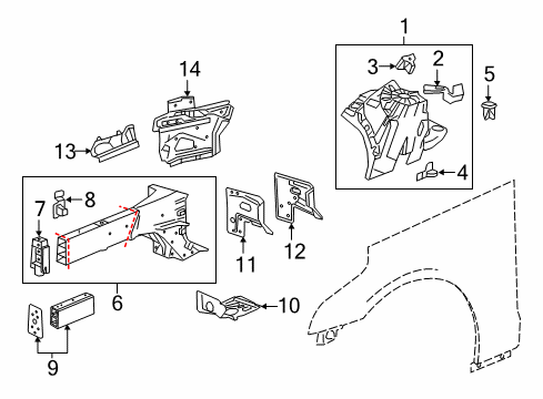 2017 Cadillac CT6 Structural Components & Rails Liquid Line Bracket Diagram for 23274707