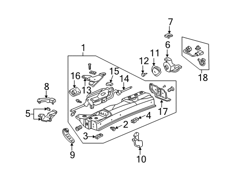 2003 Acura NSX Roof Holder Holder, Left Rear Roof Diagram for 85180-SL0-T00