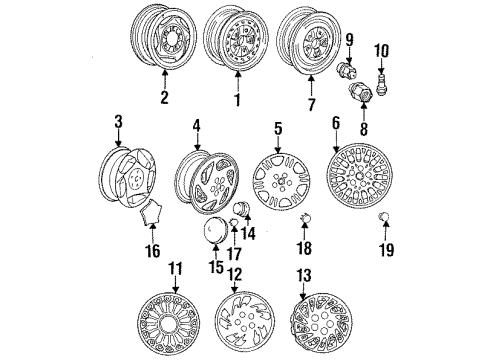 1994 Plymouth Sundance Wheels, Covers & Trim Wheel Center Cap Diagram for 4284004