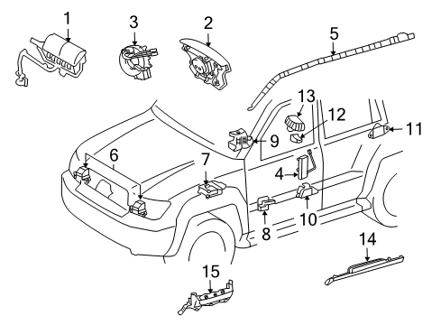 2008 Toyota Land Cruiser Air Bag Components Sensor Diagram for 89837-60010