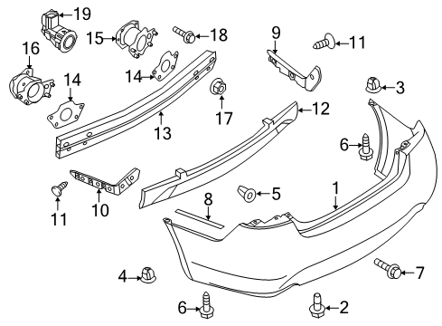 2013 Infiniti M37 Parking Aid Sonar Sensor Assembly Diagram for 25994-1MA0E