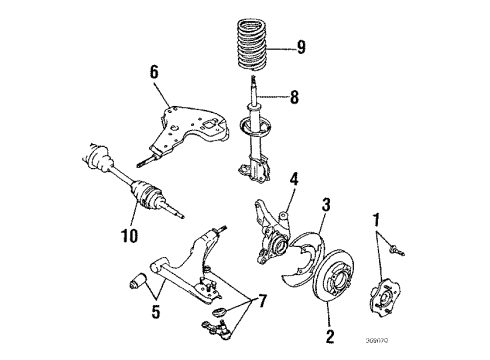 1986 Nissan Sentra Front Suspension Components, Lower Control Arm, Upper Control Arm, Stabilizer Bar Shaft-Front Drive RH Diagram for 39100-13A10