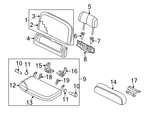 Diagram for 2005 Nissan Frontier Rear Seat Components 