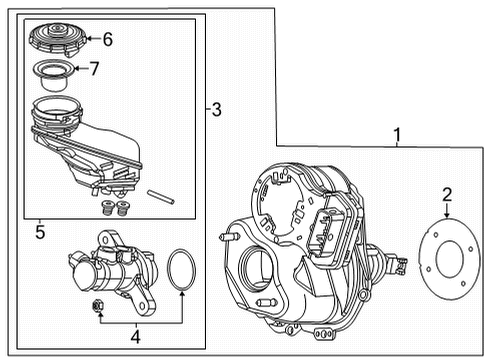 2021 Honda Odyssey Dash Panel Components Set, M/C+Reservoir Diagram for 46101-THR-A11