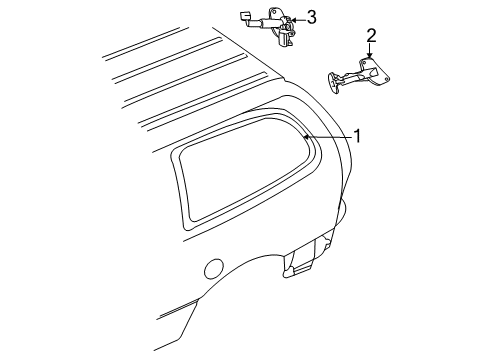 2004 Dodge Caravan Side Panel - Glass & Hardware Latch-Vent Window Diagram for 5018144AA