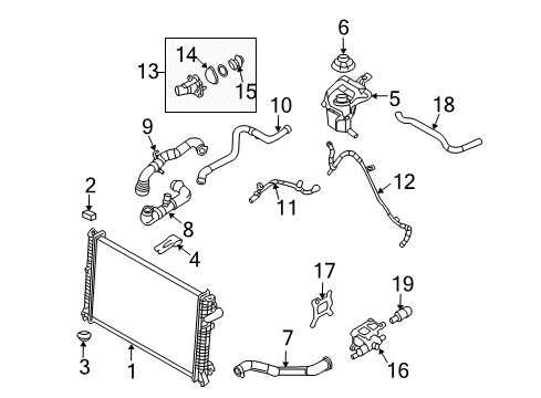 2009 Mercury Milan Radiator & Components By-Pass Hose Diagram for 3M4Z-8597-AB