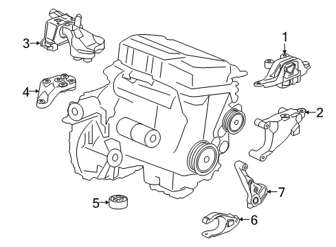 2019 Chevrolet Cruze Engine & Trans Mounting Mount Bracket Diagram for 13386906