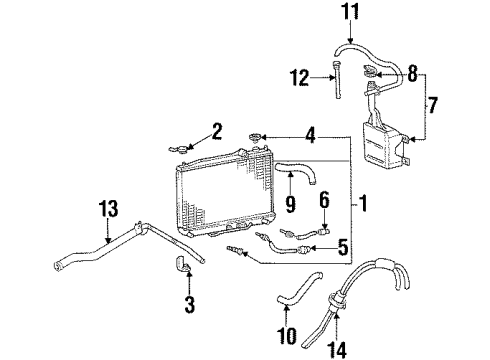 1993 Hyundai Elantra Radiator & Components Radiator Assembly Diagram for 25310-28A00