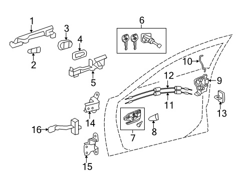 2017 Toyota Camry Front Door Cylinder & Keys Diagram for 69052-06140