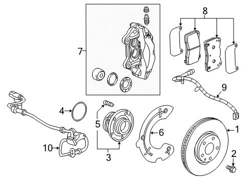 2015 Cadillac CTS Front Brakes Caliper Diagram for 22885108