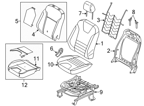 2013 Ford Escape Passenger Seat Components Seat Cushion Pad Diagram for CJ5Z-78632A22-C