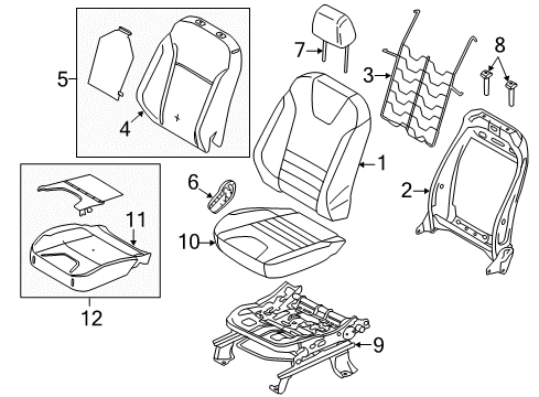 2013 Ford Escape Passenger Seat Components Seat Cushion Pad Diagram for CJ5Z-78632A22-A