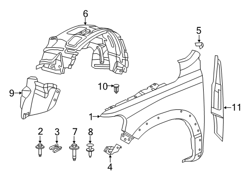 2020 Ram 1500 Fender & Components Shield-WHEELHOUSE Diagram for 68275909AA