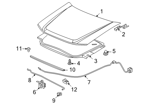 2005 Buick Rainier Hood & Components Rod, Hood Hold Open Diagram for 10393350