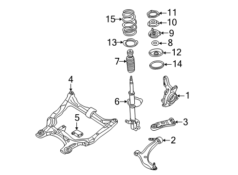 2004 Nissan Murano Front Suspension Components, Lower Control Arm, Stabilizer Bar Strut Mounting Insulator Assembly Diagram for 54320-CA002