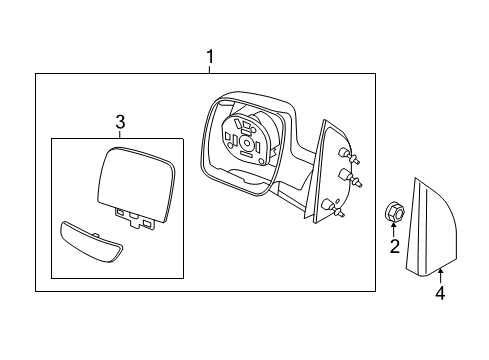 2012 Ford E-250 Outside Mirrors Mirror Assembly Diagram for 3C2Z-17682-FAA